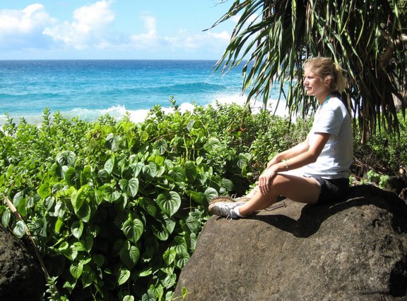 kath at Hanakapiâ€™ai Beach