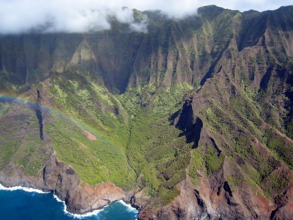 Na Pali coast with a rainbow