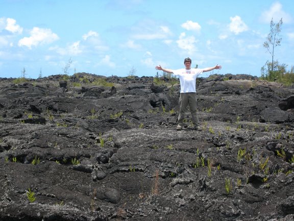 truk in a lava field in Puna, Hawaii